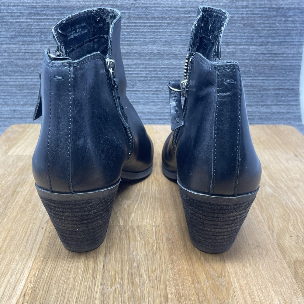 Frye Judith Boots Women‎ 8.5 Black Leather Double Zip Ankle Heel Booties Biker - Picture 6 of 16